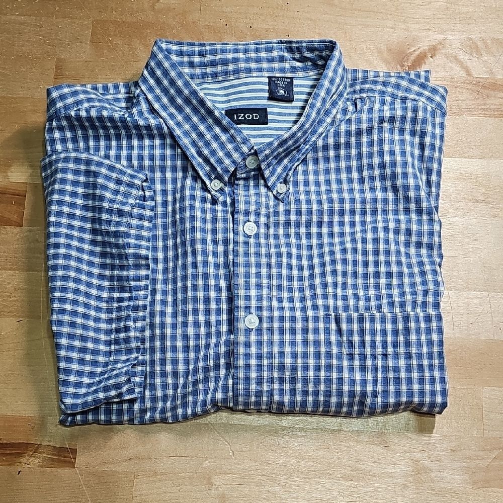 IZOD Men's XXL Plaid Short Sleeve Button-Down Shirt